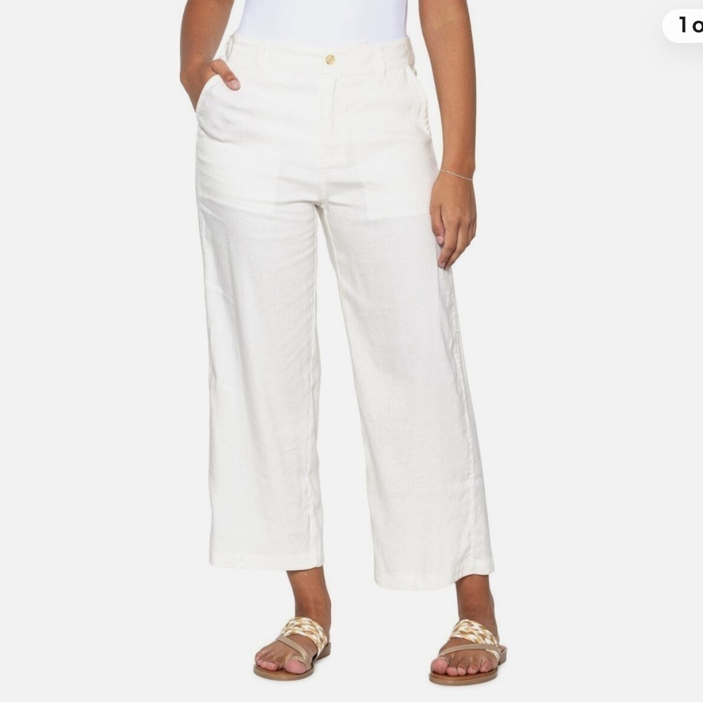 Alp N Rock ANR+ LACEY Ivory Linen Blend Cropped Pants​​​​​​​​​​​​​​